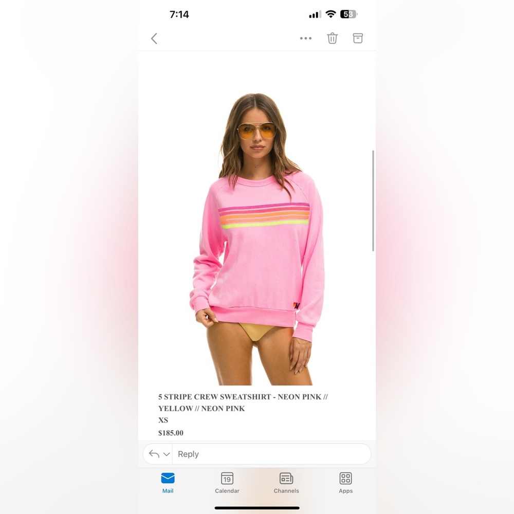 Aviator nation 5 stripe pink crew